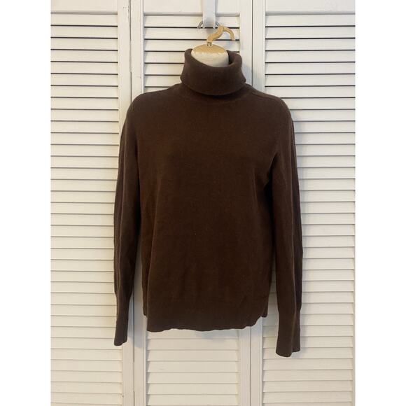 Everlane Cashmere Turtleneck Pullover Sweater Women's Size Small Brown Ribbed - Picture 1 of 11